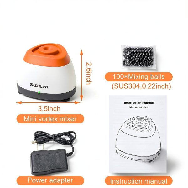 SWDTLAB Mini Vortex Mixer M1 Orange Lab Shaker 3500rpm Touch LED-5